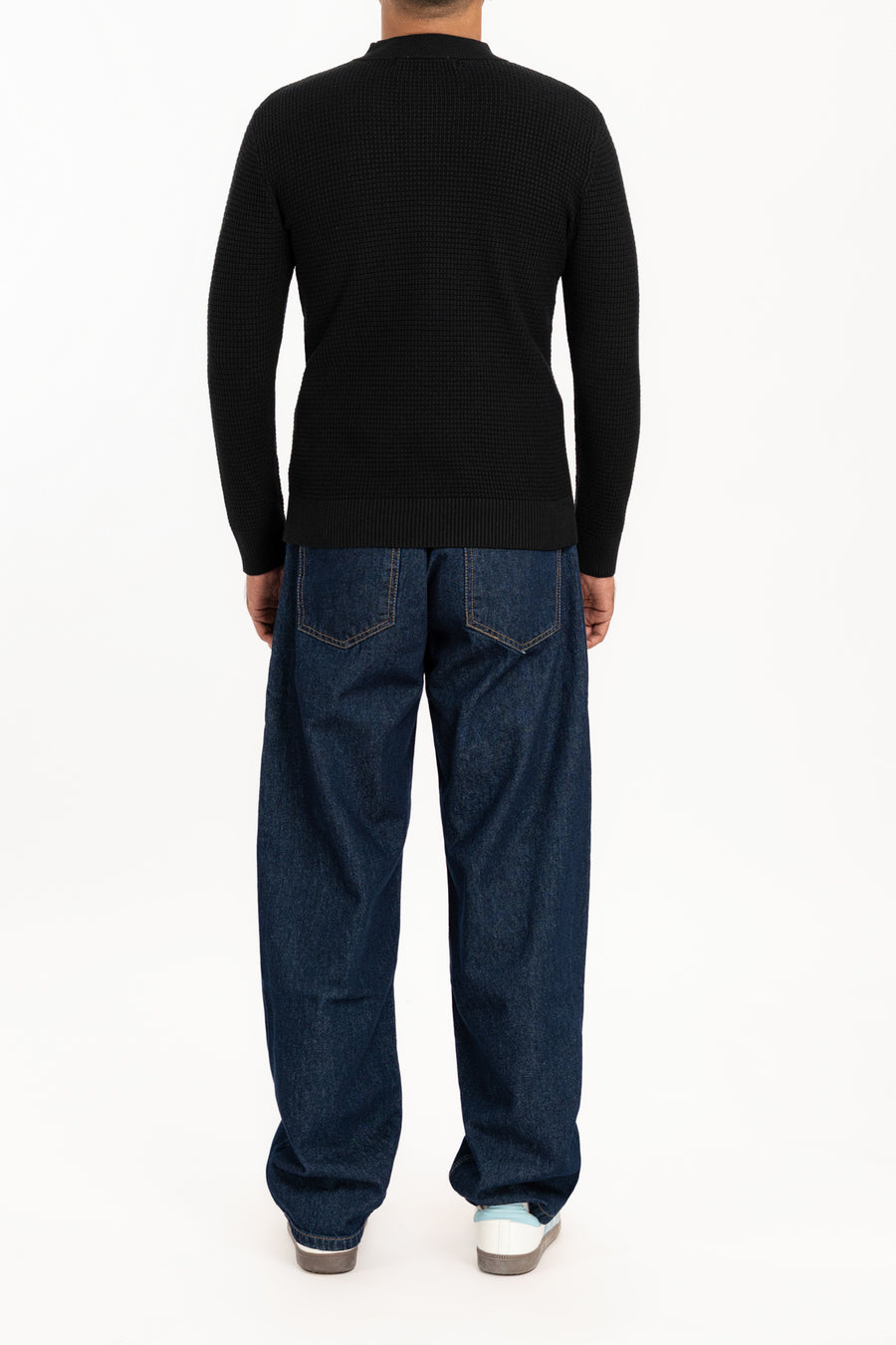 MEN'S WAFFLE KNIT MOCK NECK SWEATER