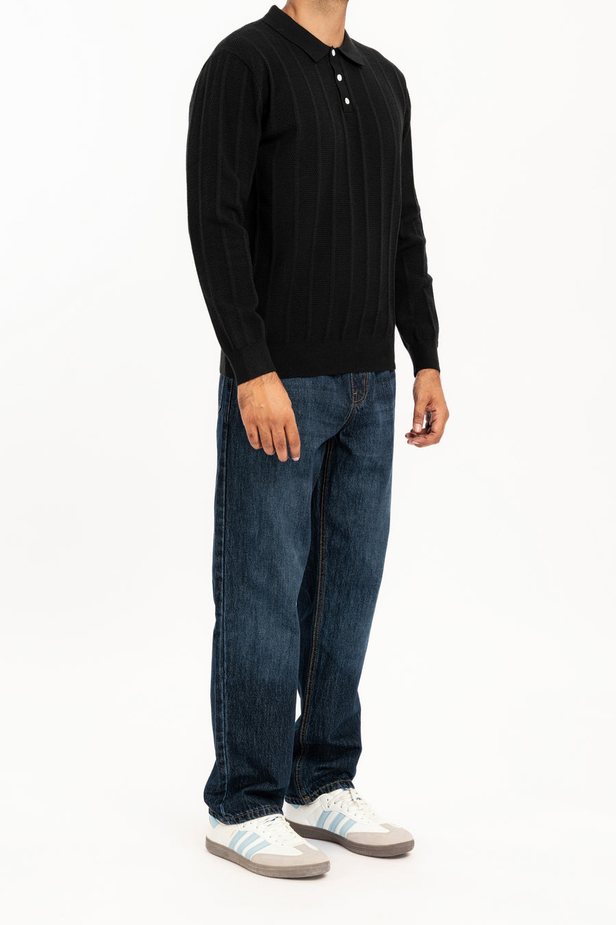 MEN'S TEXTURED STRIPE KNIT POLO SHIRT
