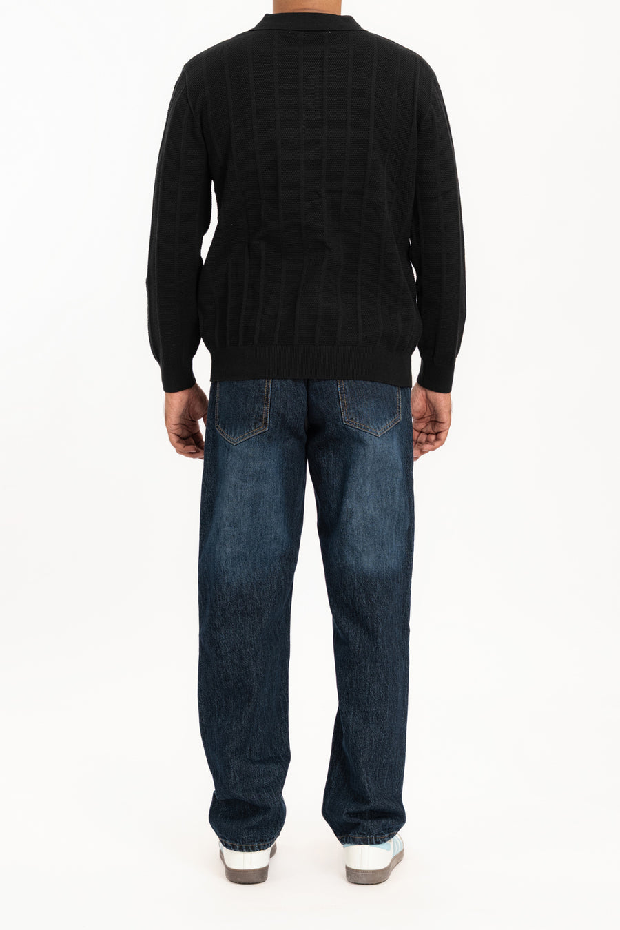 MEN'S TEXTURED STRIPE KNIT POLO SHIRT