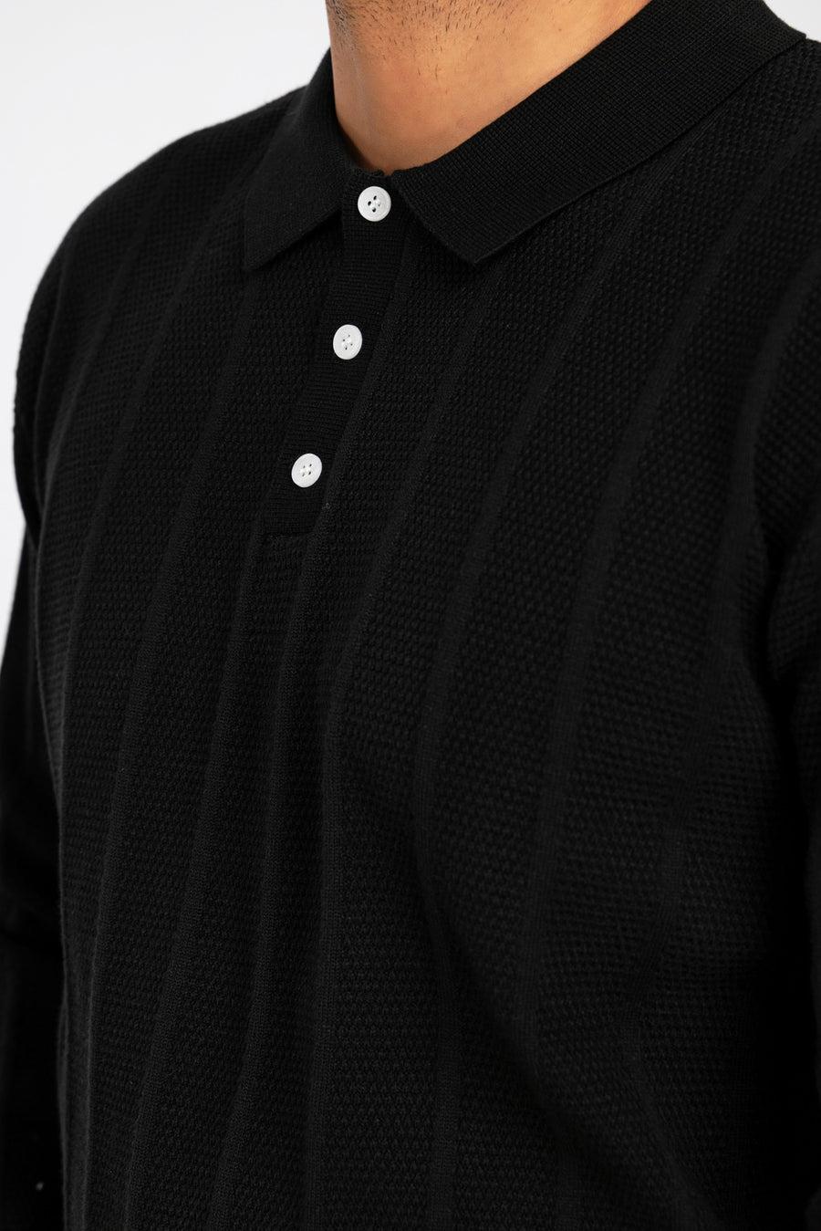 MEN'S TEXTURED STRIPE KNIT POLO SHIRT