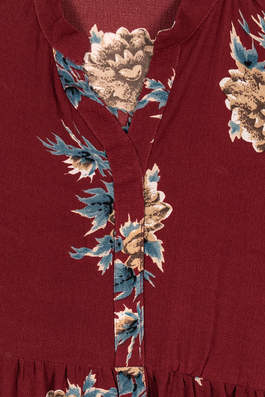 Ladies Floral Print Tiered Long Shirt