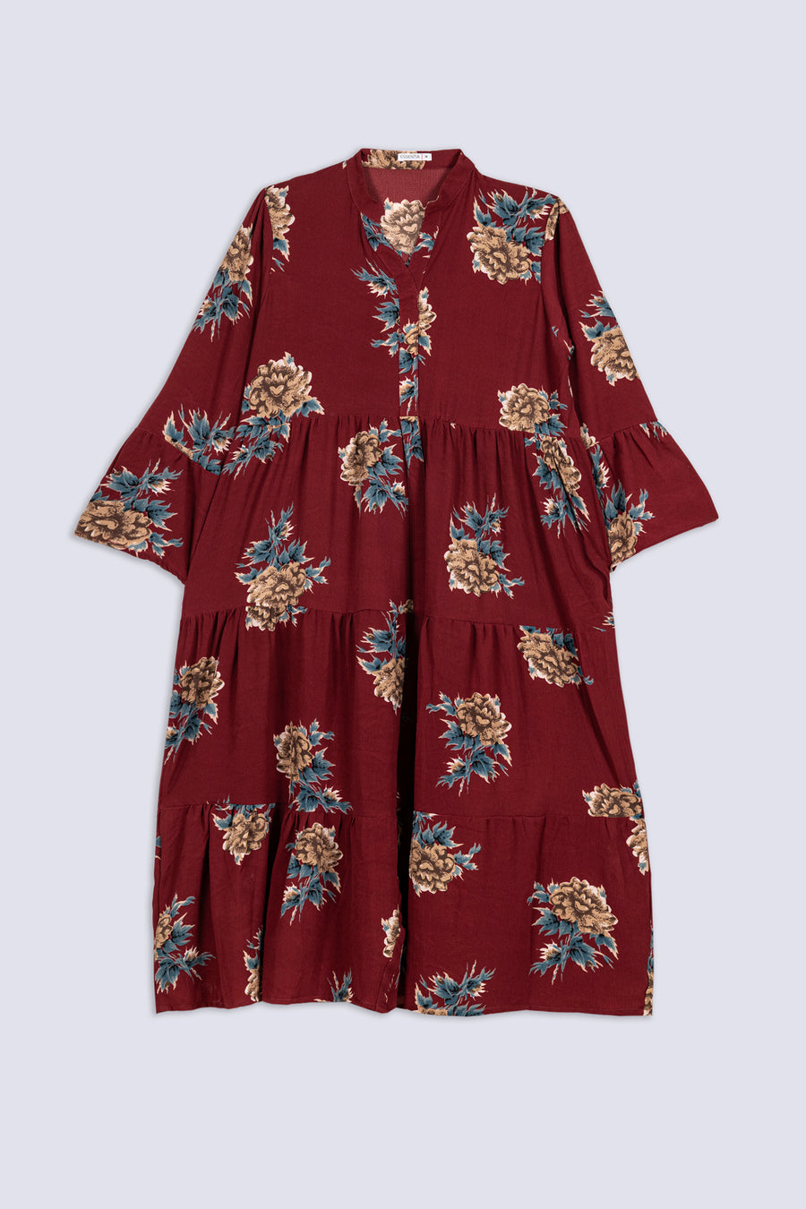 Ladies Floral Print Tiered Long Shirt