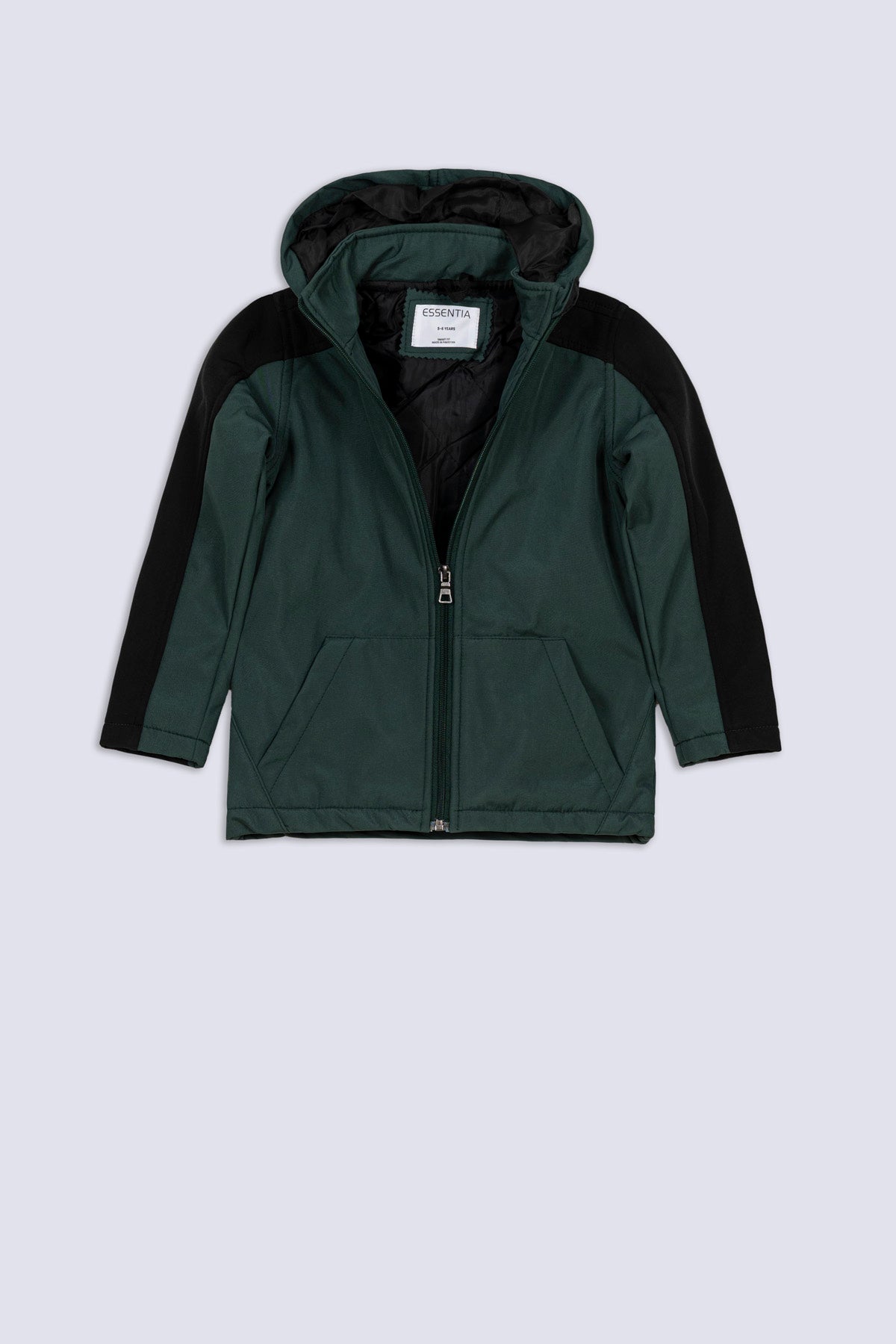 Green & Black Panel Boys' Jacket