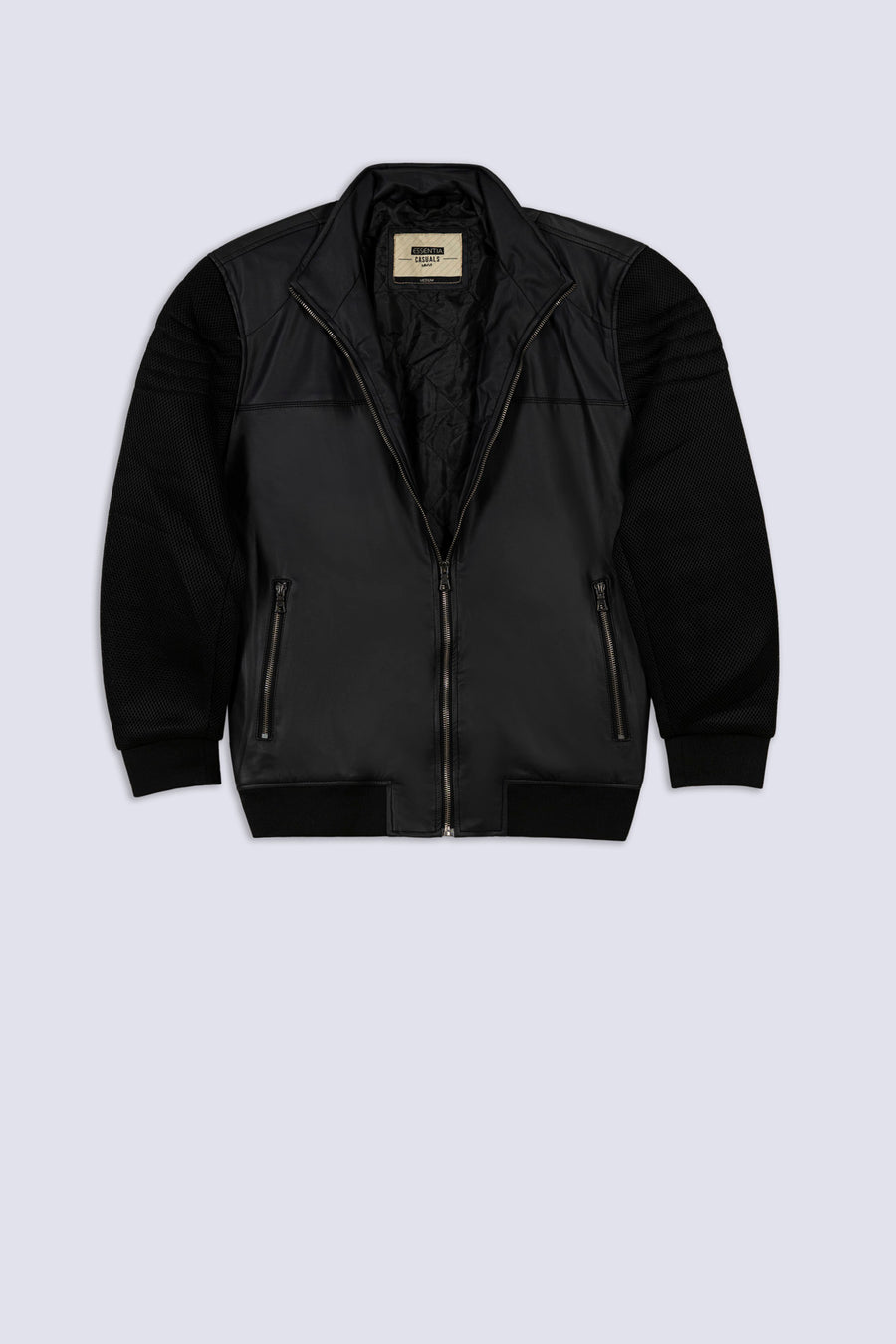 Hybrid Mesh-Panel Men's Leatherette Jacket
