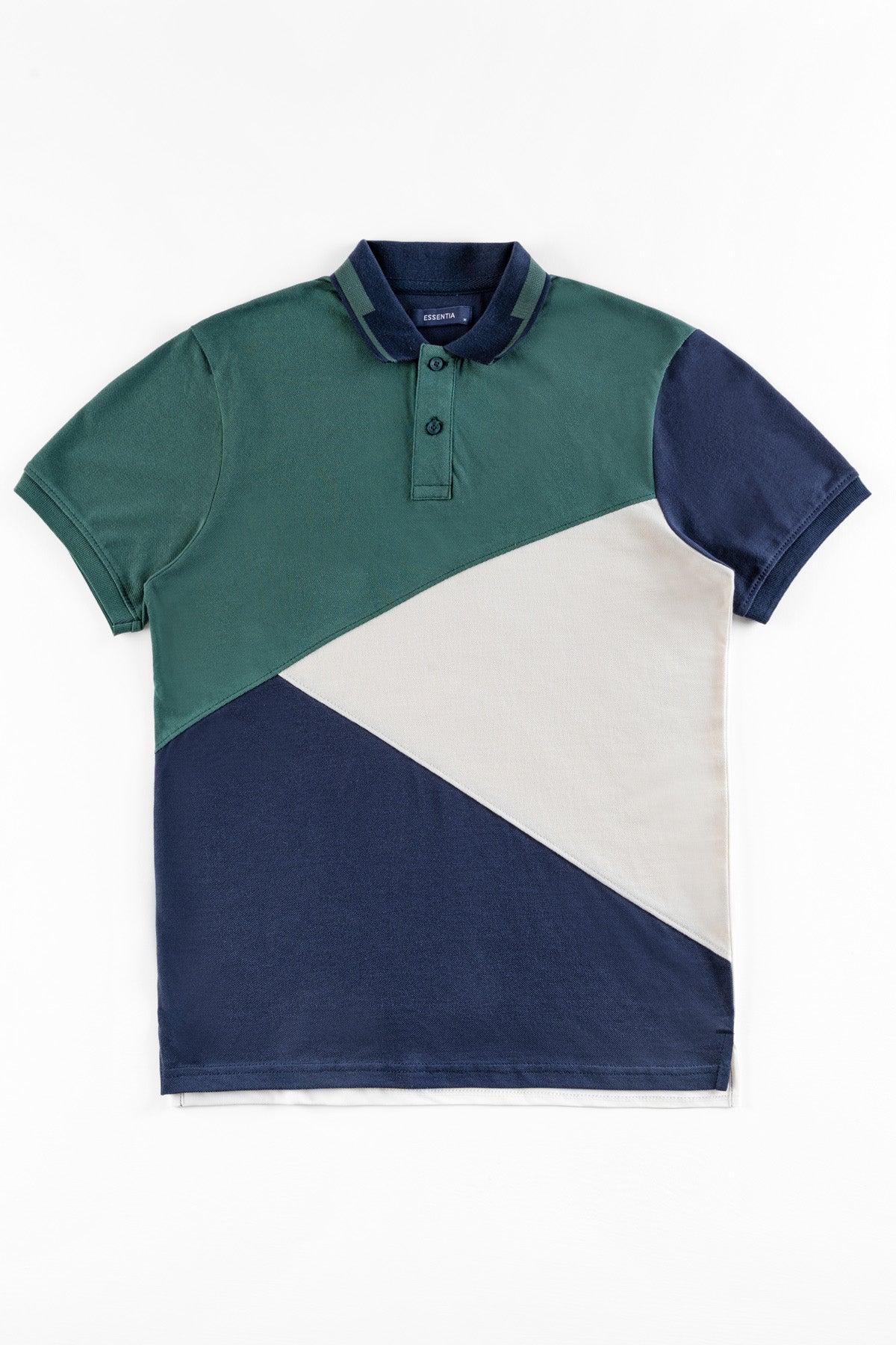 Green Panelled Men's Polo Shirt.