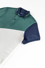 Green Panelled Men's Polo Shirt.