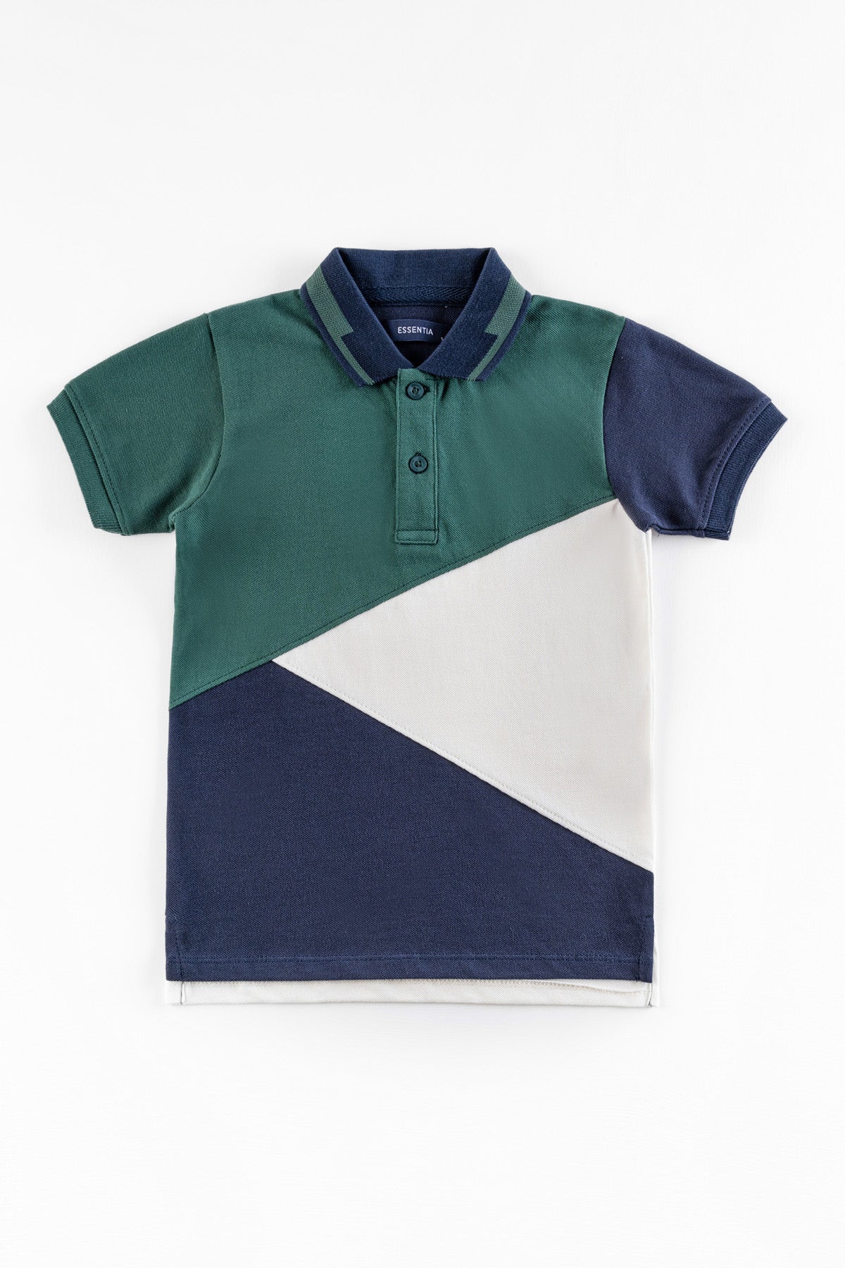 Green Panelled Boy's Polo Shirt