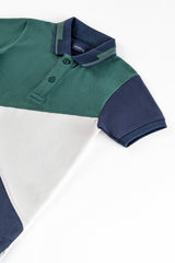 Green Panelled Boy's Polo Shirt