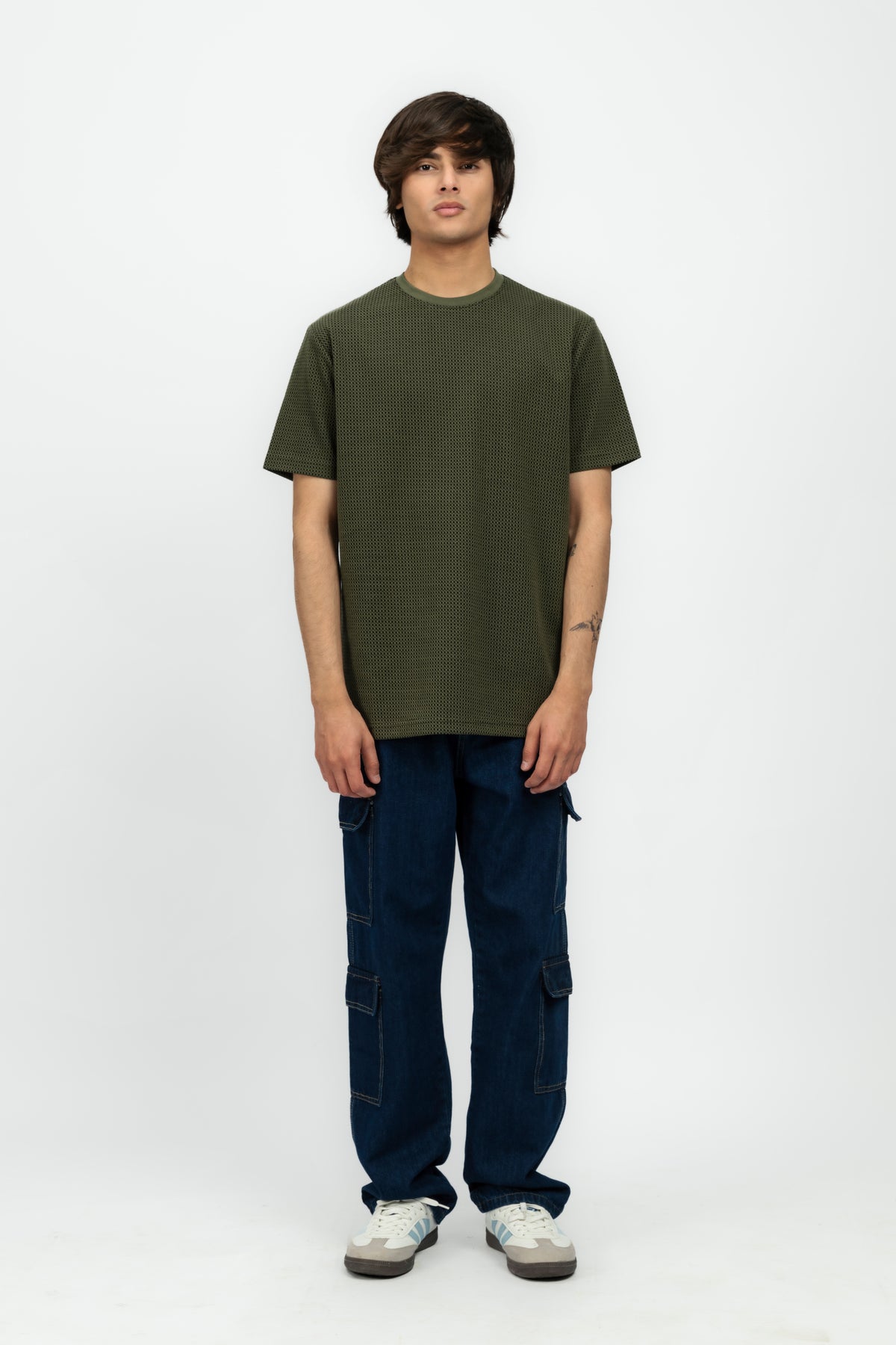 Olive Textured Men's T-Shirt