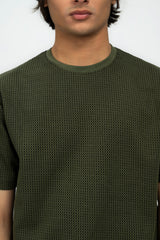 Olive Textured Men's T-Shirt