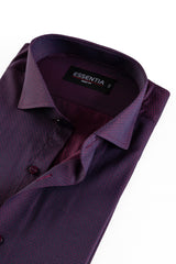 Dark Purple Self Men's Dress Shirt