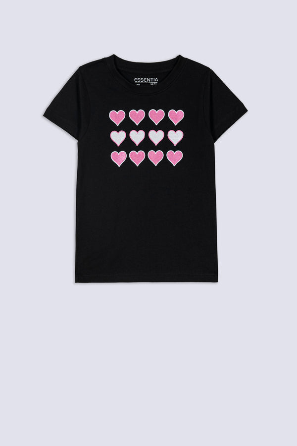 Girls' Heart Embroidered Tee