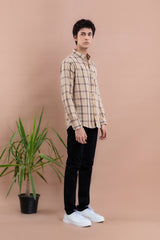 Beige Window Check Men's Shirt