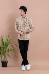 Beige Window Check Men's Shirt