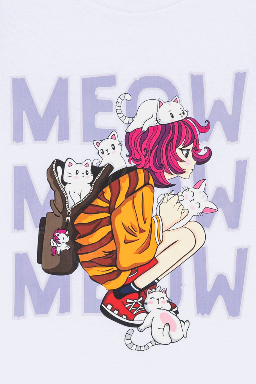 Cats Printed Girl's T-Shirt