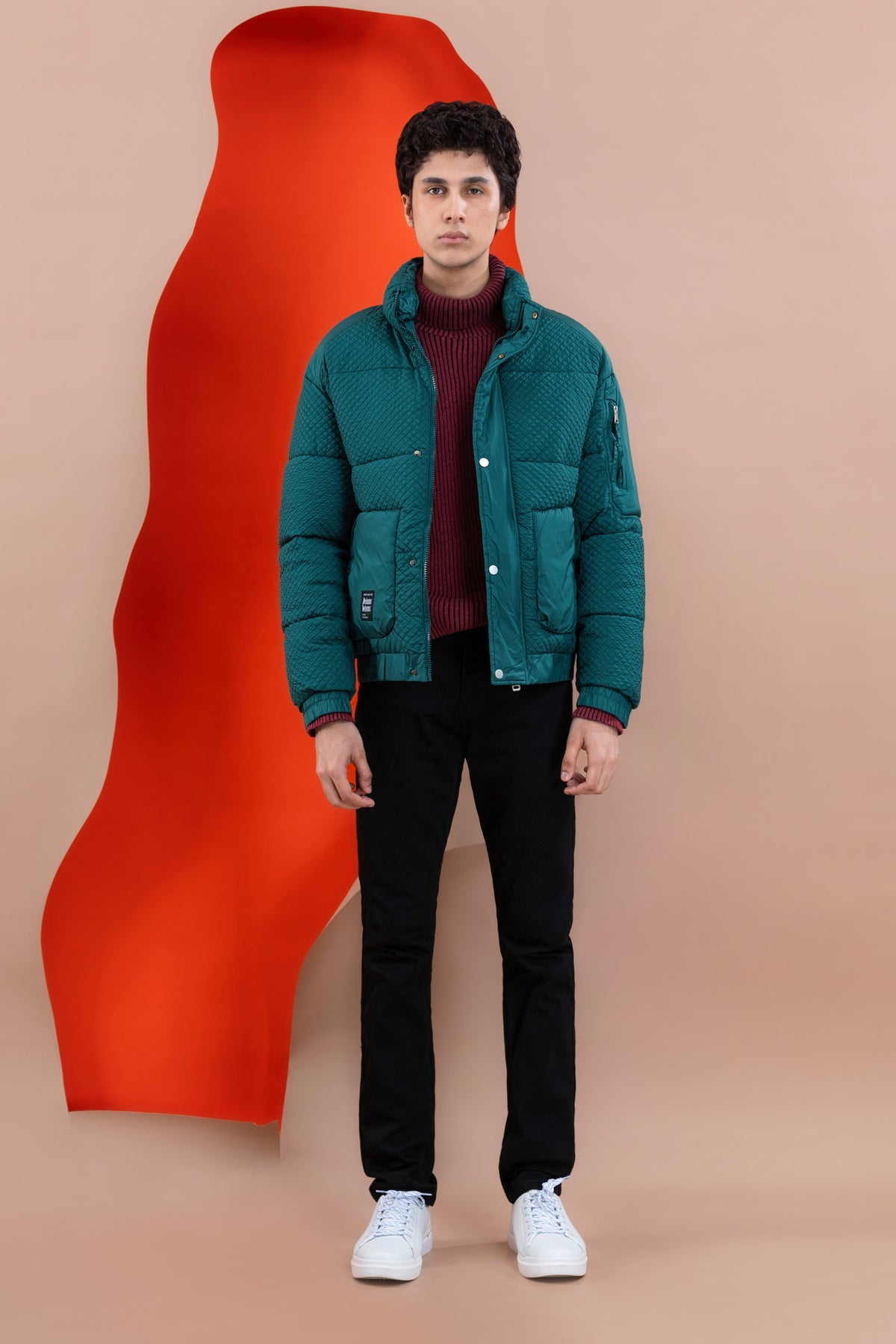 Green Puffer Men's Jacket.