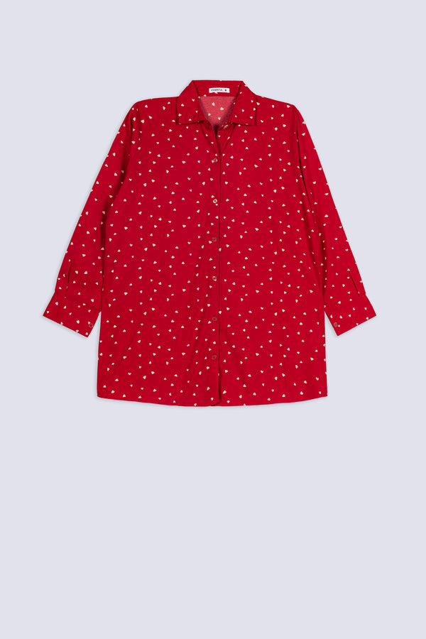Ladies Red Heart Pattern Shirt