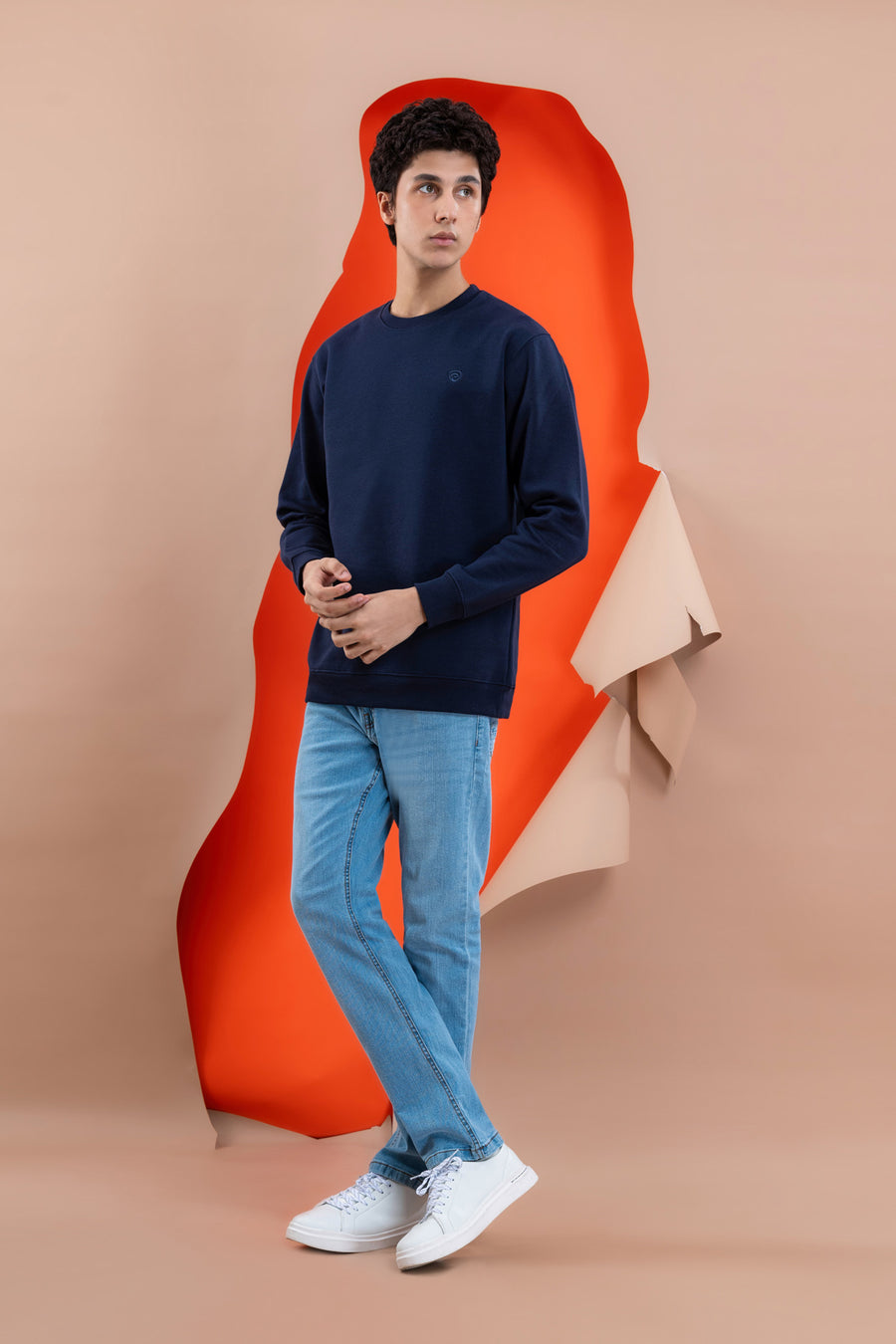 Navy Blue Fleece Men's Sweatshirt.