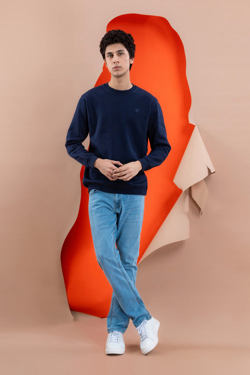 Navy Blue Fleece Men's Sweatshirt.