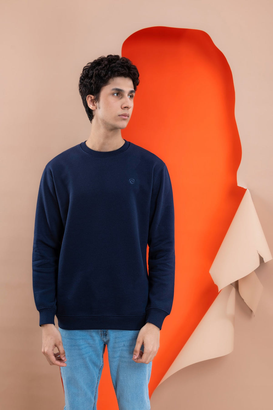 Navy Blue Fleece Men's Sweatshirt.