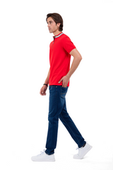 Men's Red Mock Neck Polo Shirt