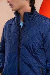 Navy Blue Men's Puffer Jacket.