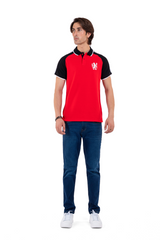 Men's Red Reglan Sleeves Polo Shirt