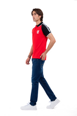 Men's Red Reglan Sleeves Polo Shirt