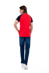 Men's Red Reglan Sleeves Polo Shirt