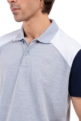 Men's Grey Panelled Polo Shirt