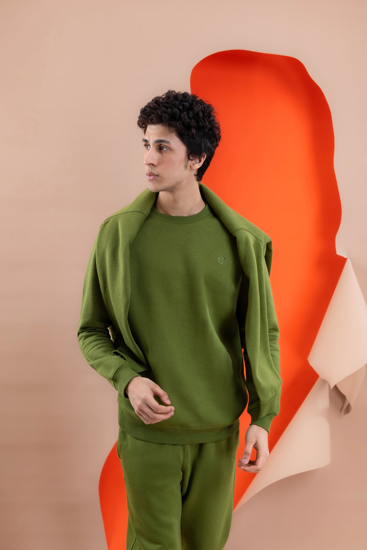 Olive Fleece Men's Sweatshirt.
