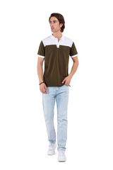 Olive Contrast Panel Polo Shirt