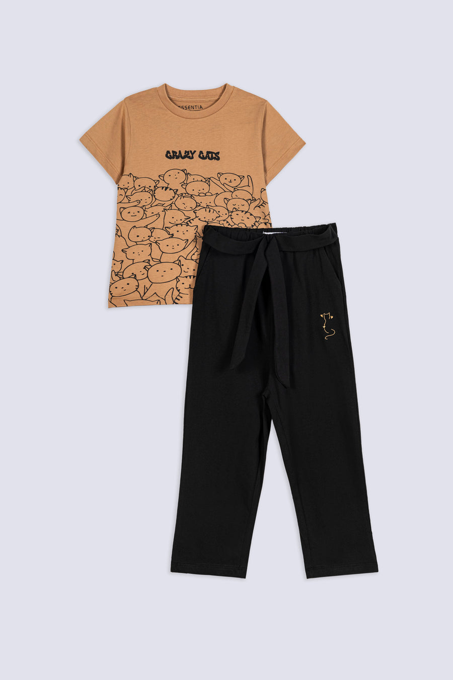 Girl's Cat Print Co-ord Set