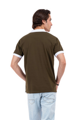 Olive Contrast Panel Polo Shirt