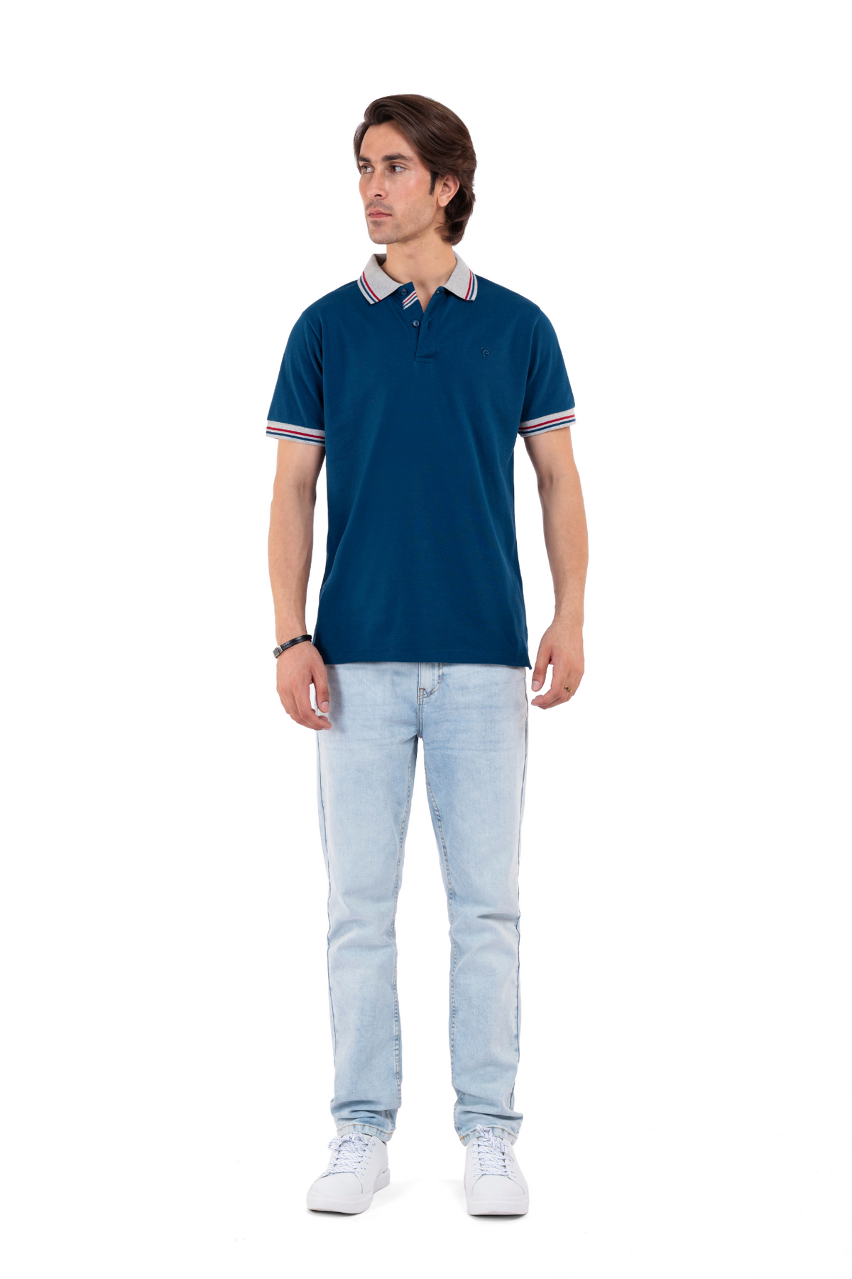 Blue Pique Men's Polo Shirt