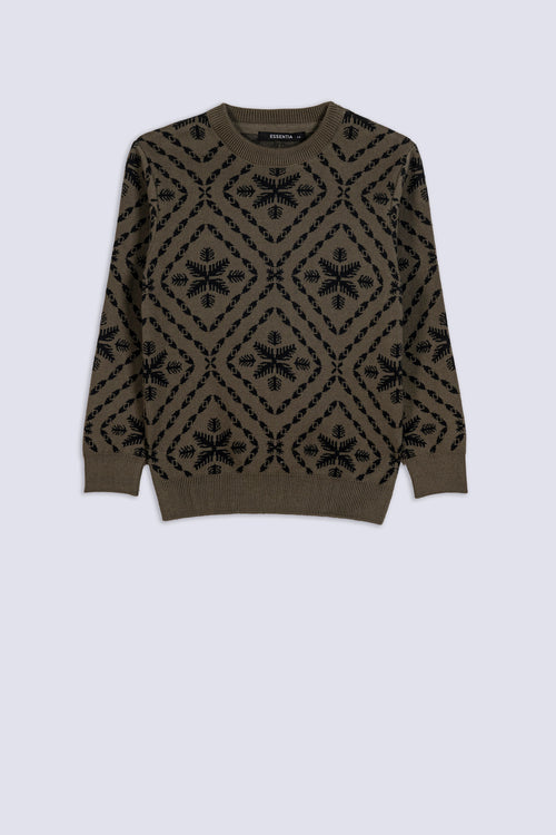 Boy's Nordic Pattern Knit Sweater
