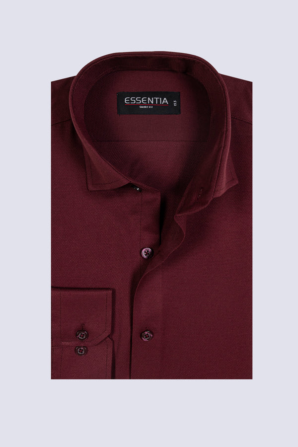 Maroon Dobby Smart Fit Dress Shirt