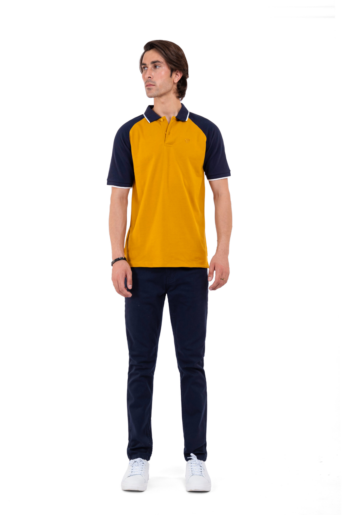 Yellow Reglan Sleeves Polo Shirt