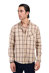 Beige Window Check Men's Shirt