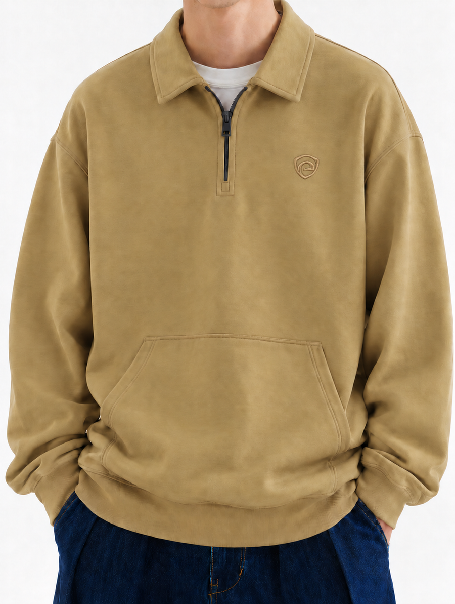 Biege Men's Coller Sweatshirt