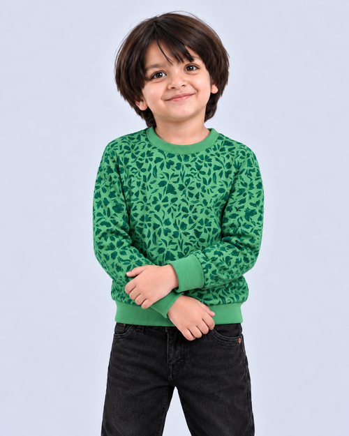 Green Printed Boy's Sweatshirt