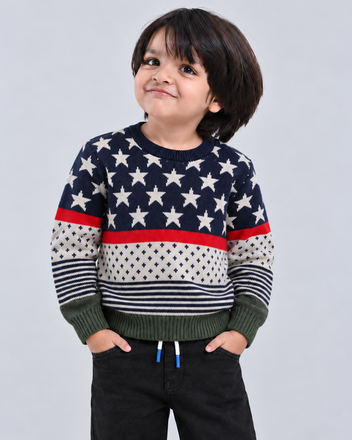 Striped Pattern Boy's Sweater