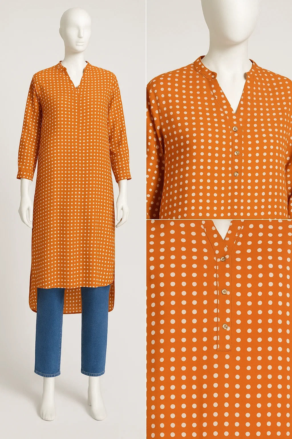Orange Polka Dots Ladies Top