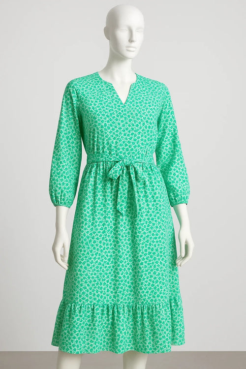 White & Green Floral Ladies Top