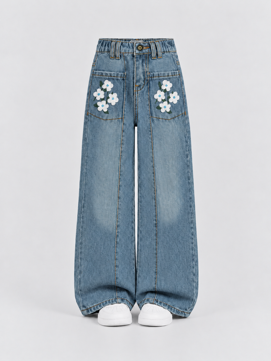 Petal Splash Front-Pocket Girls' Jean