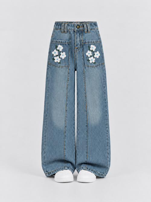 Petal Splash Front-Pocket Girls' Jean