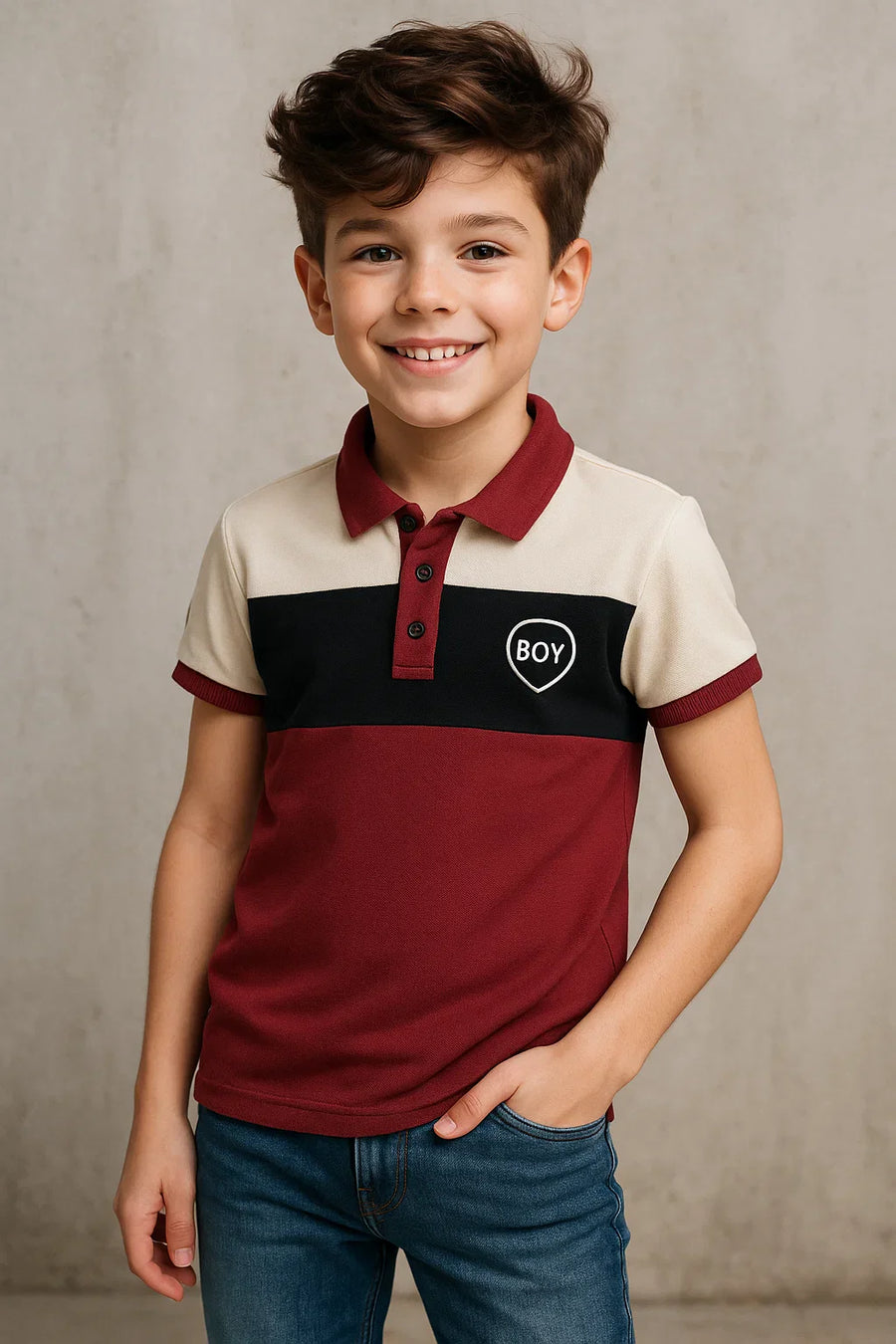 Colour Block Boy's Polo Shirt