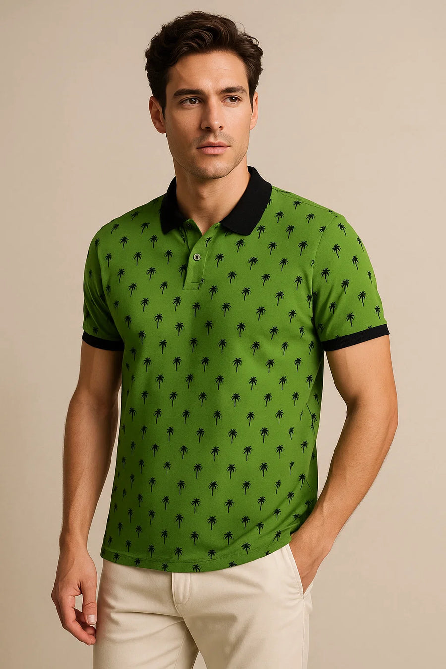 Palm Tree Printed Men's Polo Shirt
