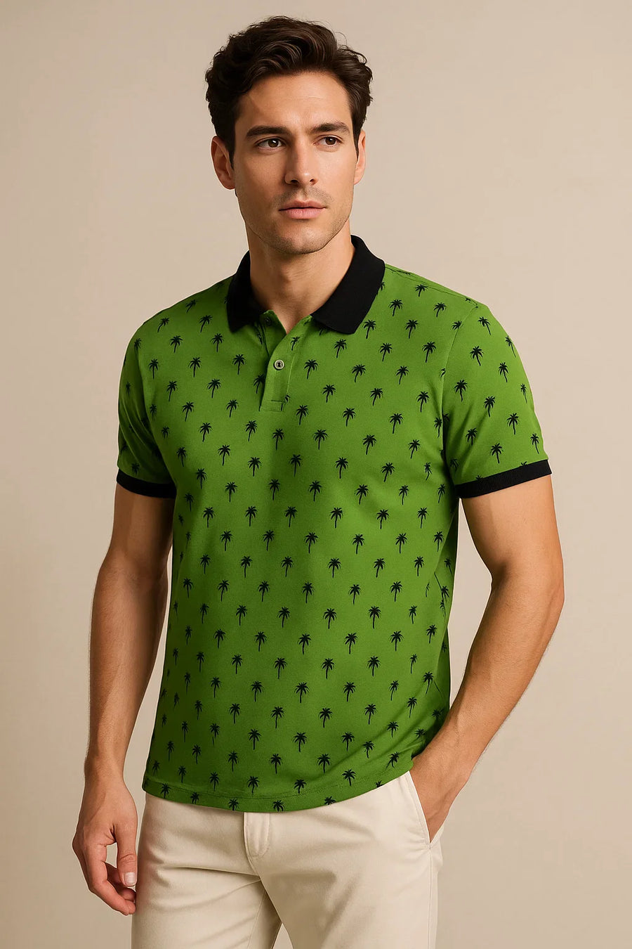 Palm Tree Printed Men's Polo Shirt