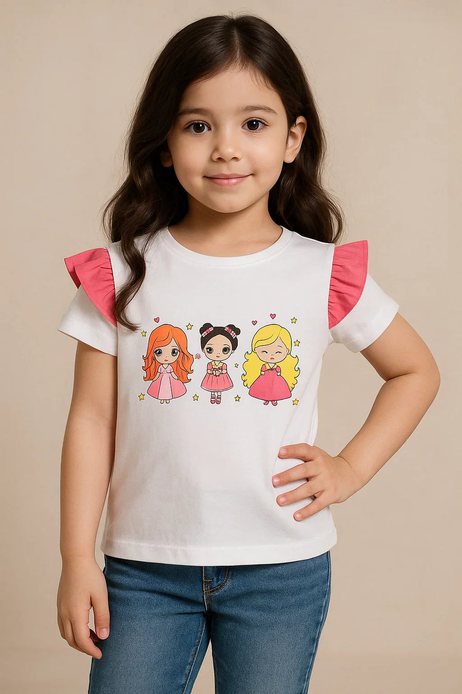 White Girl's Printed T-Shirt